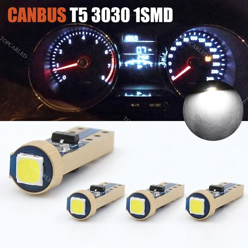 Светодиодная лампа 2/4/10 шт. T5 74 17 18 37 70 73 Canbus 3030 1 SMD без ошибок белая Автомобильная