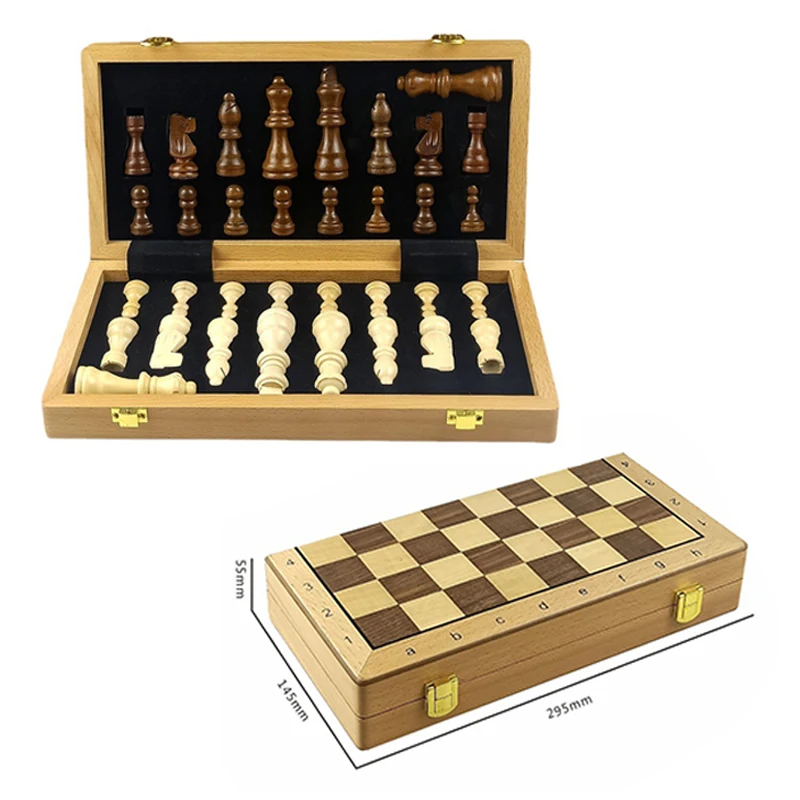 

Chess Set Top Grade Wooden Folding Big Traditional Classic Handwork Solid Wood Pieces Walnut Chessboard Children Gift Board Game