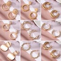 2020 new gold color earrings for women fashion hoop earrings stainless steel geometric drop statement earrings fashion jewelry