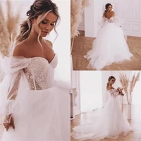 princess a line wedding dresses with detachable long sleeves bridal gown off shoulder lace applique robe de mari%c3%a9e custom made