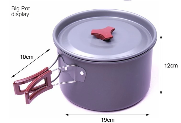 

Outdoor Camping Cookware Single Pot Hard Anodized Non-stick Pot Portable Alumina Pot Camping Silverware Travel Utensils Set