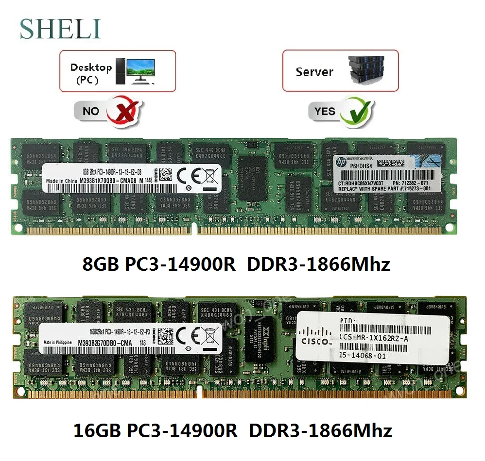 SHELI 8 ГБ/16 ГБ PC3 14900R 1866 МГц 240PIN ECC зарегистрированная Серверная память