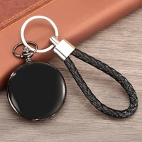 simple smooth black silver quartz pocket watch men women vintage leather rope chain pendant watches best gifts reloj hombre