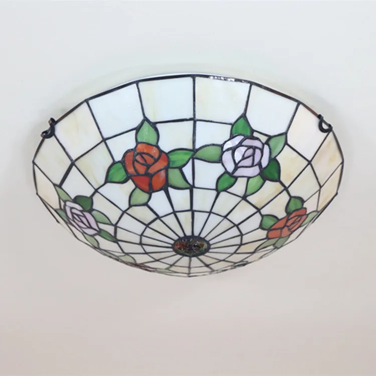 Средиземноморский стиль цветной стеклянный абажур потолочный светильник Tiffanylamp лампа с креплением светодиодный лампы