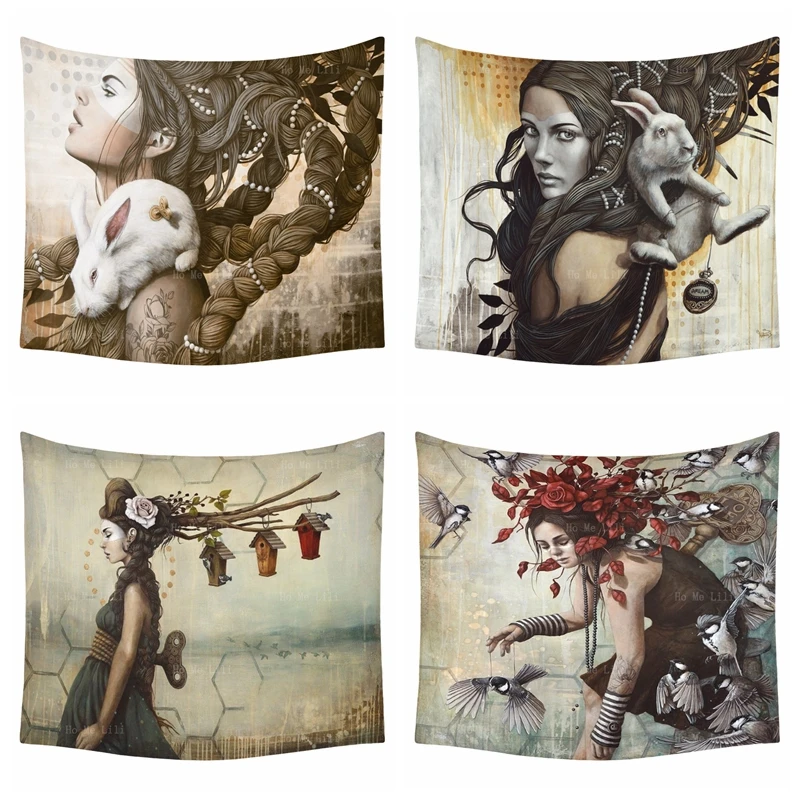 

Pop Magic Surrealism Human And Animal Fantasy World Illustration Creative Tapestry By Ho Me Lili For Bedroom Living Room Decor
