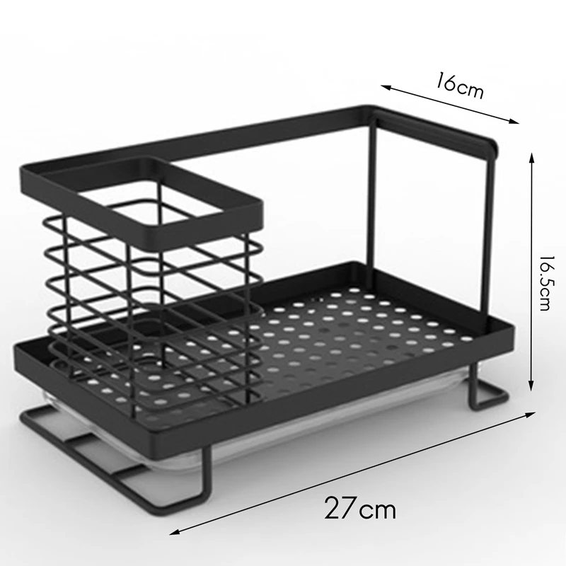 

Kitchen Sink Caddy Organizer with Drain Pan, 304 Stainless Steel, for Sponges, Scrubbers, Soap, Kitchen, Bathroom