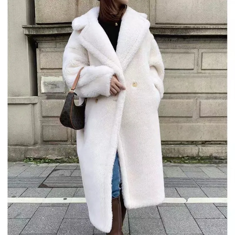 2020 зимние большие длинные розовые плюшевые пальто женские толстые куртки из