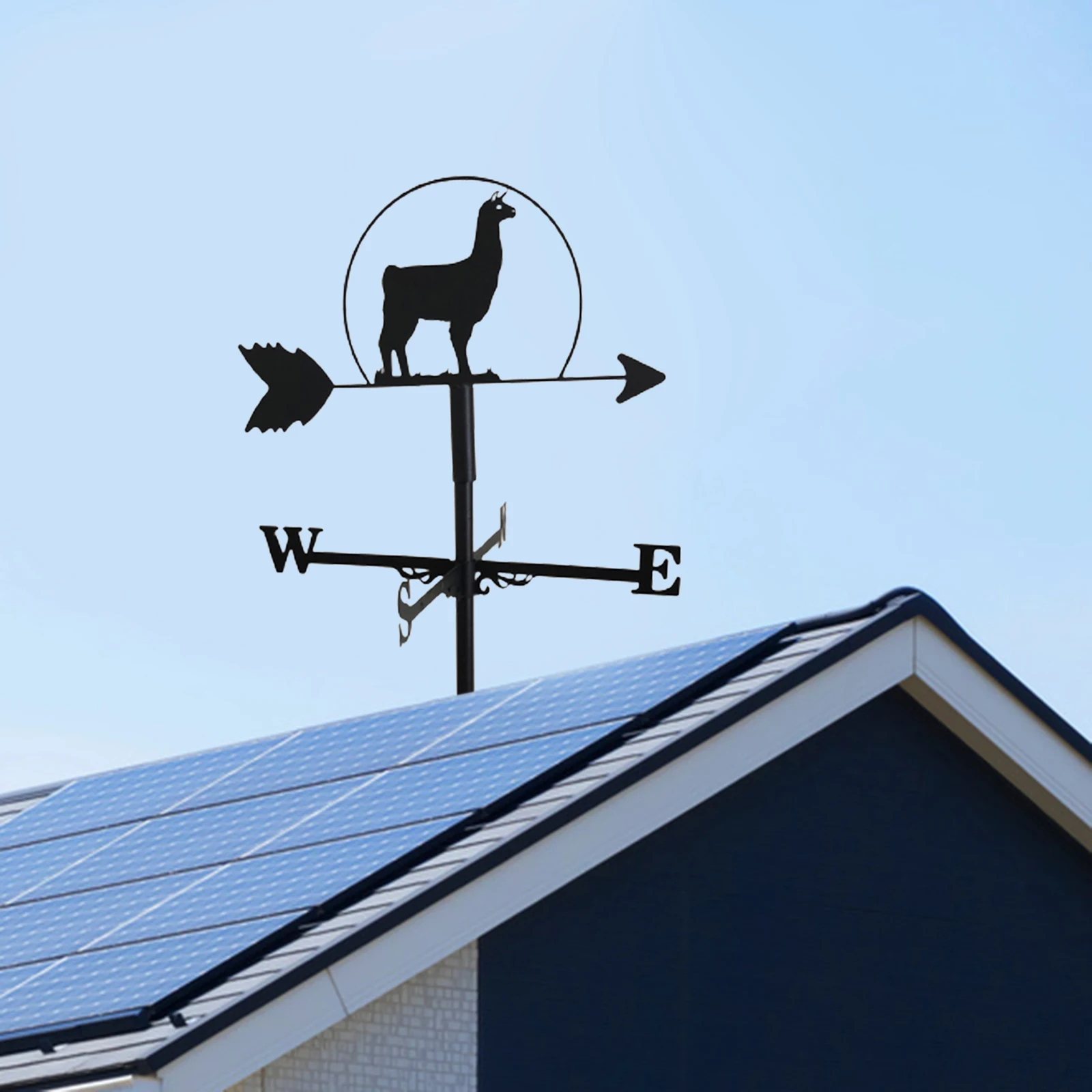 

Stainless Steel Alpaca ShapFarmhouse Weather Vane Roof Mount Wind Direction Indicator Kit Garden Weather Wind Speed ner