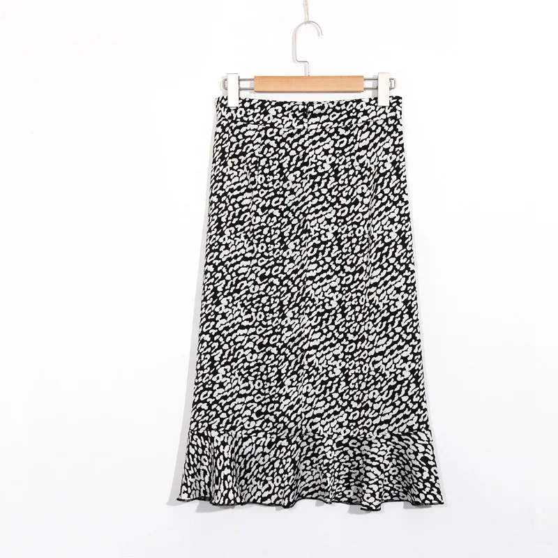 

Summer women's skirt casual printed ruffled decorative asymmetric skirt