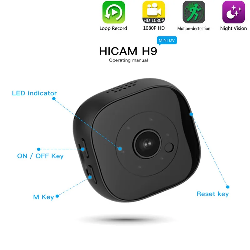 2019 новая мини камера H9 Hd 1080P ИК ночная версия диктофон с датчиком движения