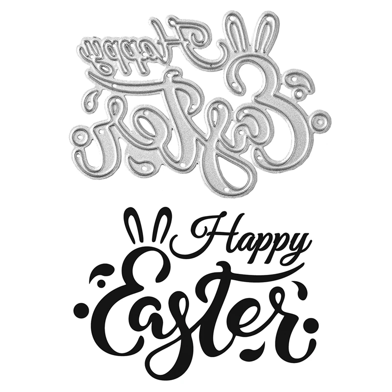 YaMinSanNiO металлические режущие штампы с надписью Happy Easter трафарет для скрапбукинга