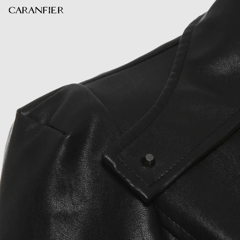 CARANFIER модная женская элегантная искусственная кожа на молнии байкерская куртка в коричневом и черном цвете тонкая женская куртка повседневная мотоциклетная кожа