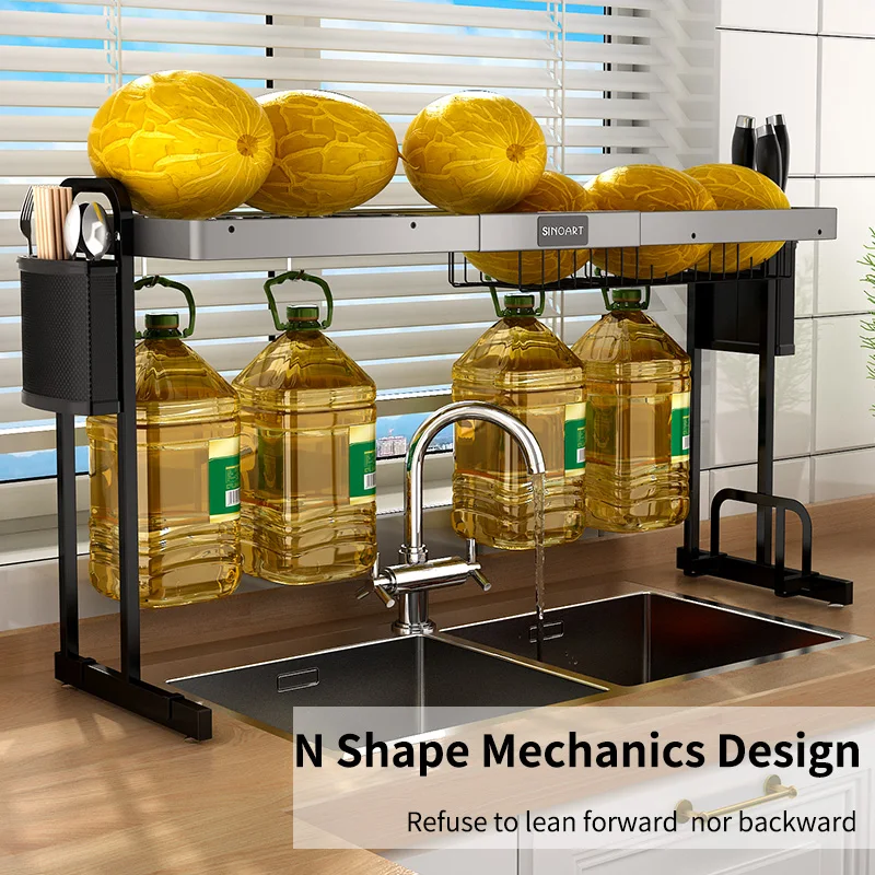 Выдвижная кухонная полка из нержавеющей стали 1/2 уровня для хранения и