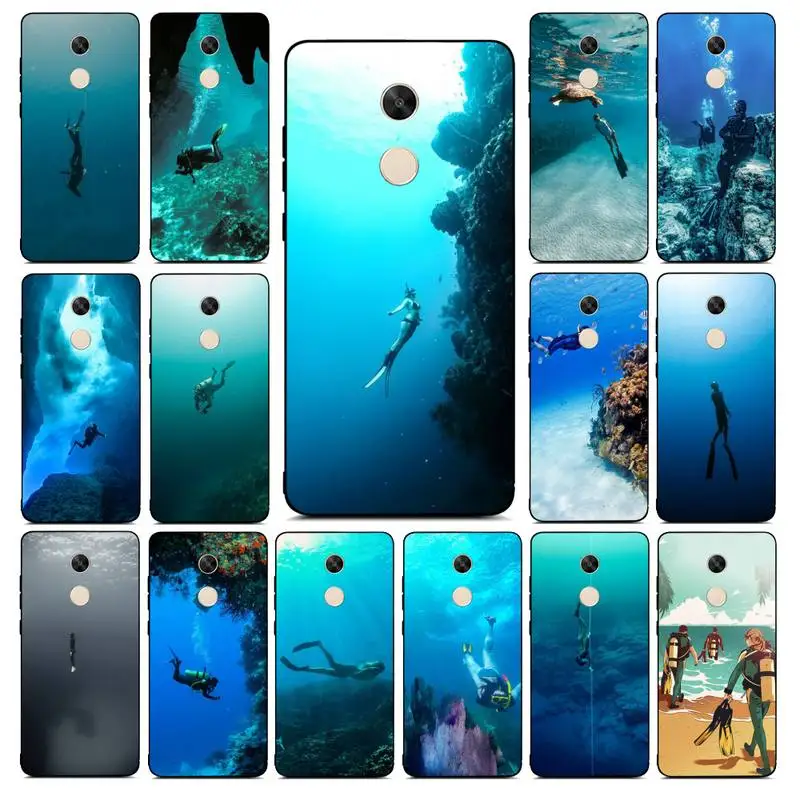 

FHNBLJ Scuba Diving Diver Accessories Phone Case for Redmi Note 8 7 9 4 6 pro max T X 5A 3 10 lite pro