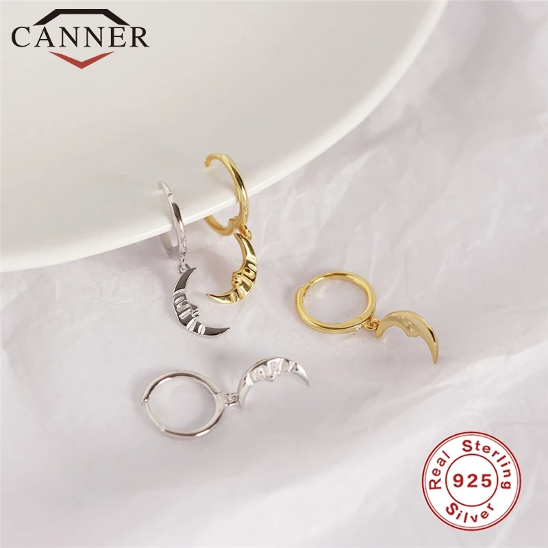 INS Style 925 Sterling Silver Charming Geometric Minimalist Zircon Hoop Earrings Moon/Shell Gold Round Jewelry | Украшения и