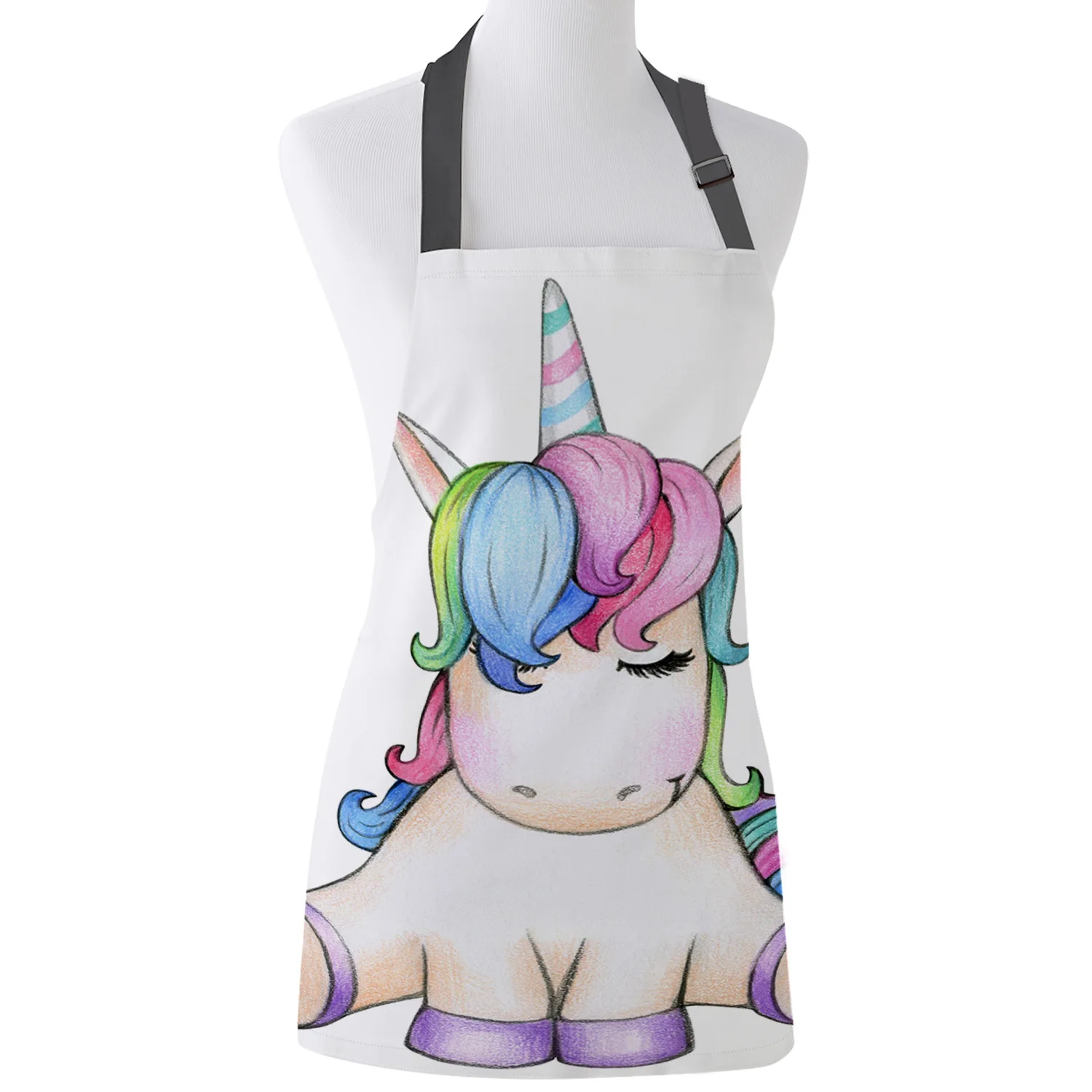 

Tophome Kitchen Apron Cartoon Unicorn Cute Printed Adjustable Sleeveless Canvas Aprons for Men Women Kids Home Cleaning Tools