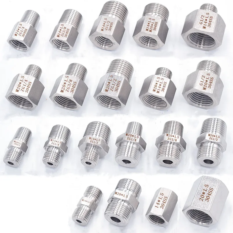 M14 * 1 5 M20 метрических 1/4 &quot3/8&quot 1/2 &quotBSP с наружной резьбой 304 фитинги из нержавеющей