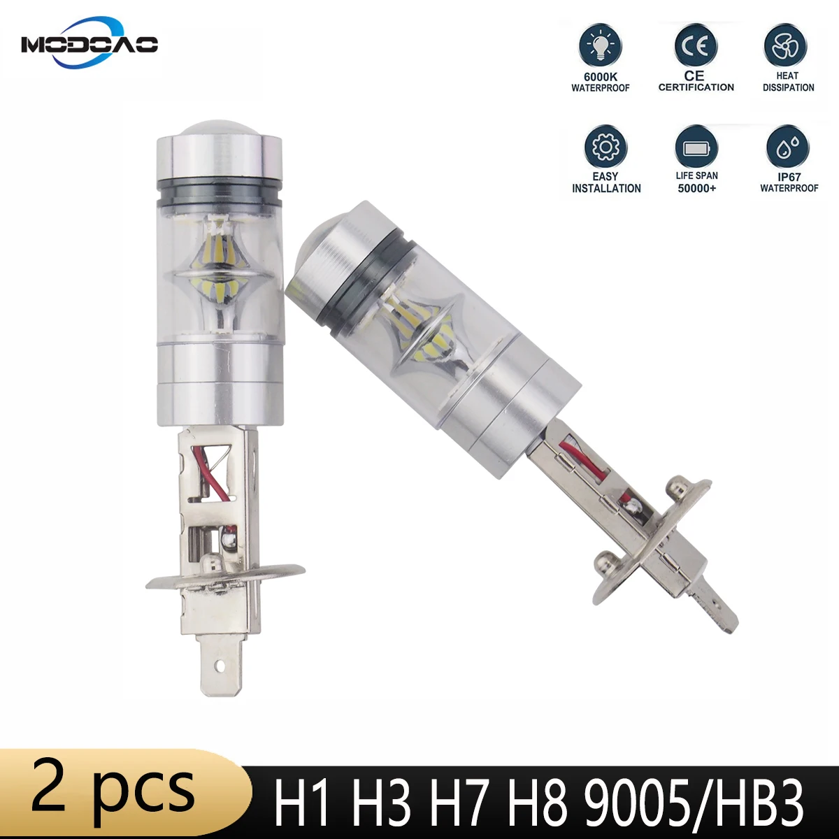 

2 Pcs Super bright Car light led car fog lamp vehicel fog lights daytime running light H1 H3 H7 H8 9005 anti-fog light