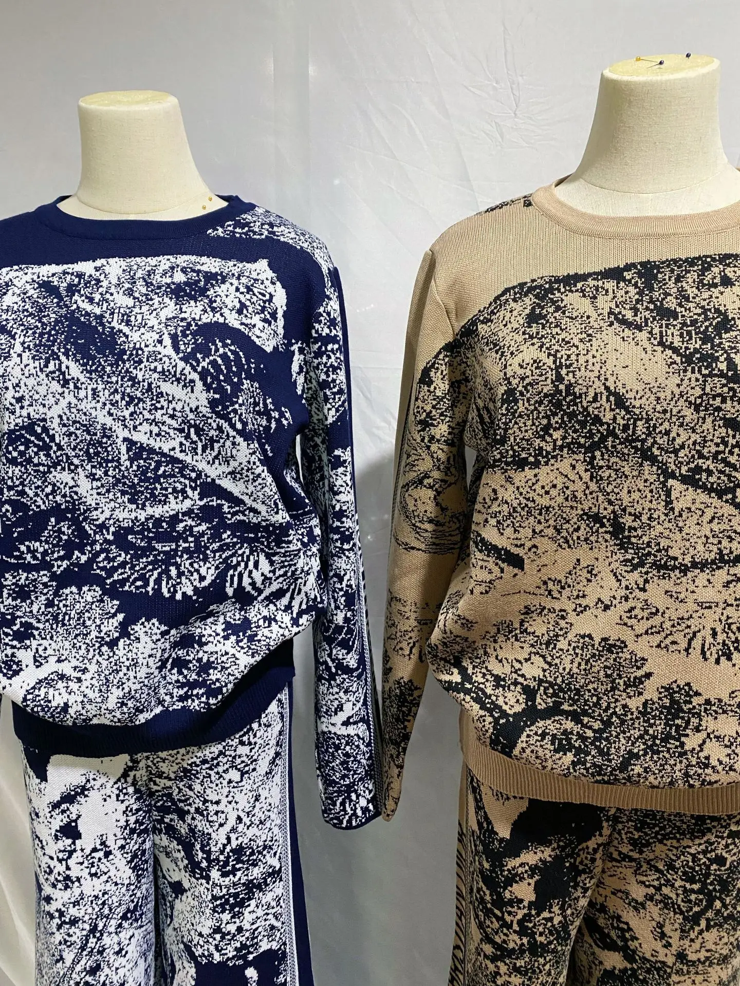 2 шт. Женский трикотажный костюм с рисунком леса пуловер и брюки в мусульманском