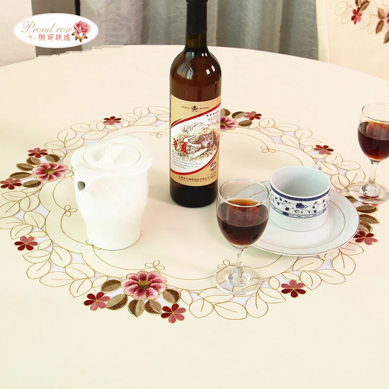 Гордая Роза Высококачественная изысканная вышивка круглый стол ткань для дома