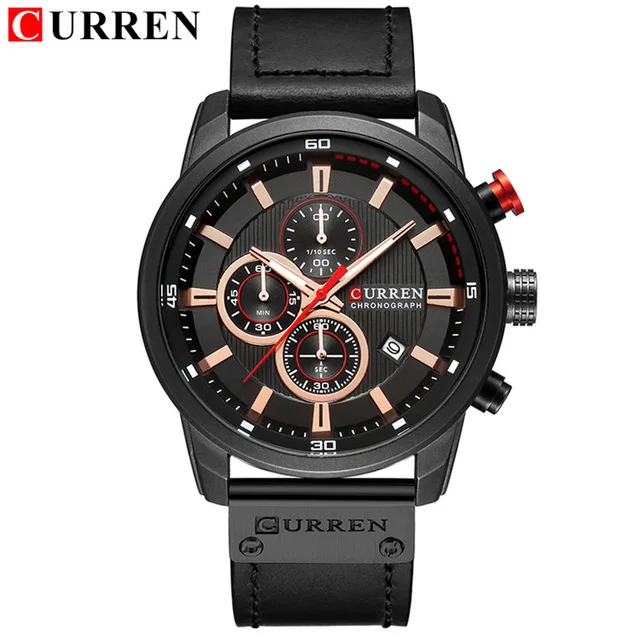 black black black CURREN 8291 Роскошные Брендовые мужские Аналоговые Цифровые кожаные спортивные часы мужские армейские военные часы мужские кварцевые наручные часы Masculino - Цвет: black black black