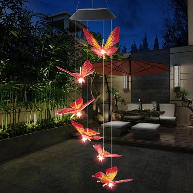 

Solar Wind Chime Decorative Lamp Outdoor Waterproof Butterfly bird Landscape Lamp