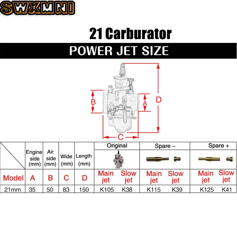 Для мотокросса для езды на мотоцикле PWK 21 мм карбюратор Honda Suzuki 2 тактный двигатель