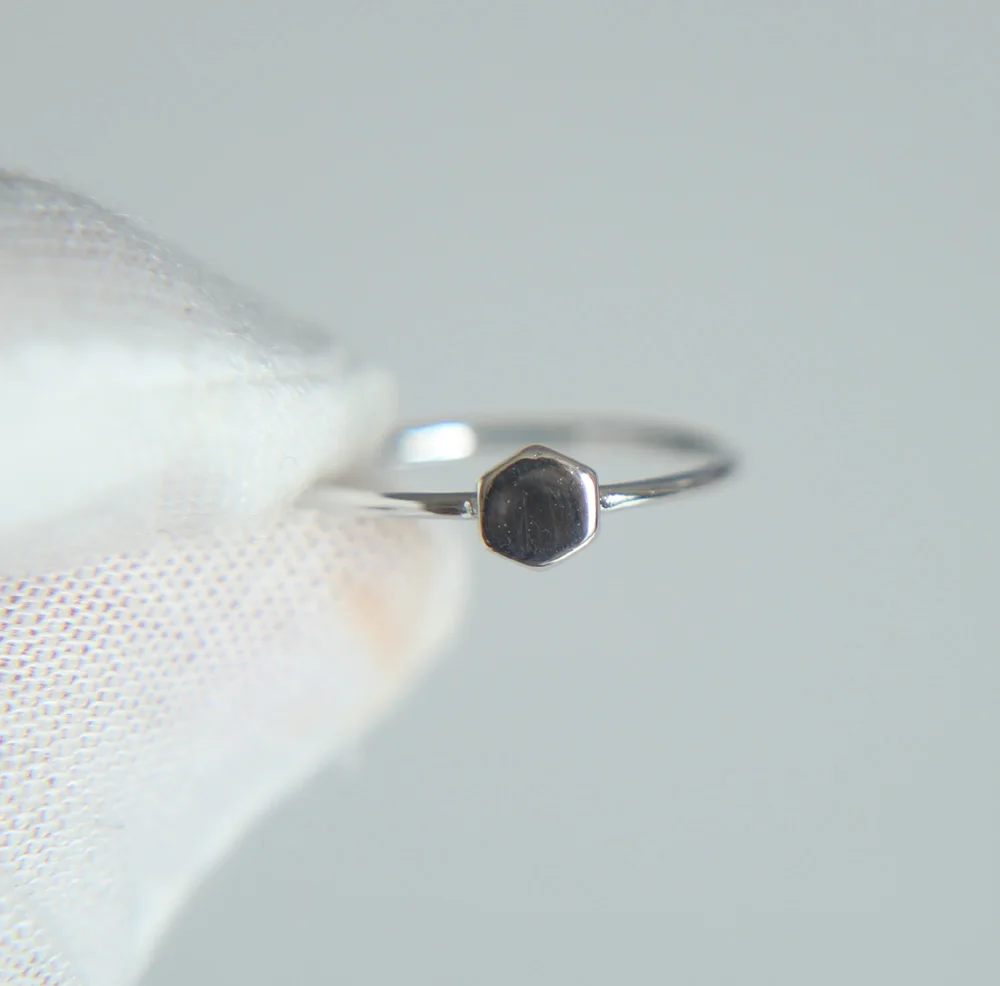 Новое поступление серебро 925 пробы простое тонкое шестигранное геометрическое серебряное кольцо без