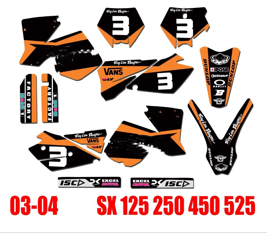 Бесплатные Индивидуальные цифры имена SX 2004 2003 графические фоны для KTM 125 200 250 300 350
