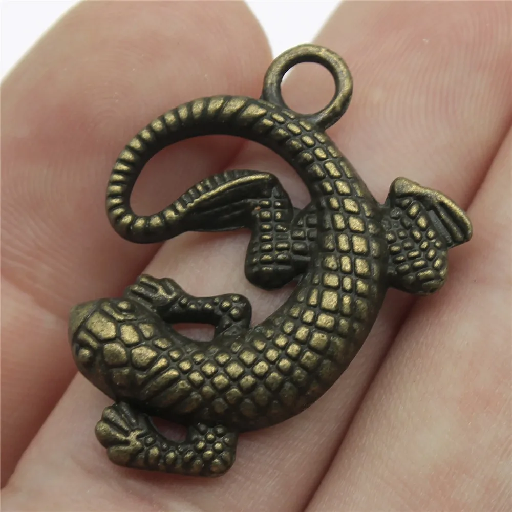 

10 шт., Бронзовые Подвески Gecko для изготовления ювелирных изделий, 31 х24 мм, A10635