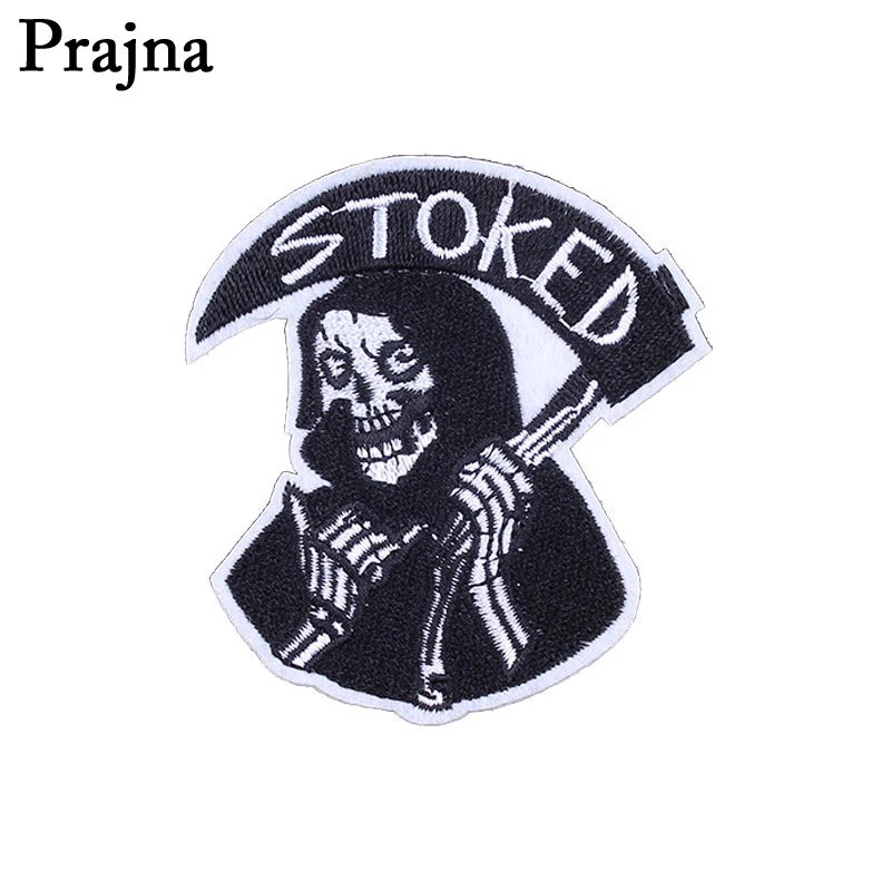 Prajna череп лиса железные нашивки на одежду вышитые нашивки для одежды топливная бутылка значки Аппликации патч Панк Декор F