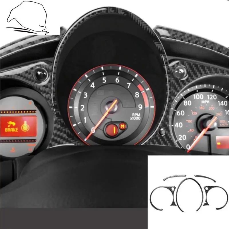 Real Carbon Fiber Speedometer Pointer Indicator Surround Stickers Dashboard Trim For Nissan 370z z34 2009-on Car Accessories