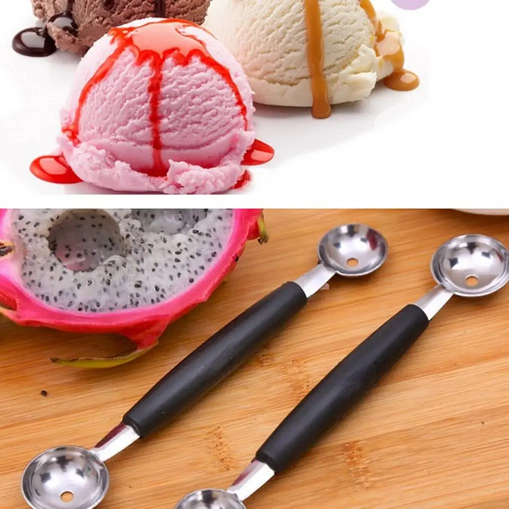 Double Head Ice Cream Fruit Scoop Spoon Stainless Steel Baller Melon Scooper Kitchen Gadgets double-end scoop double head baller