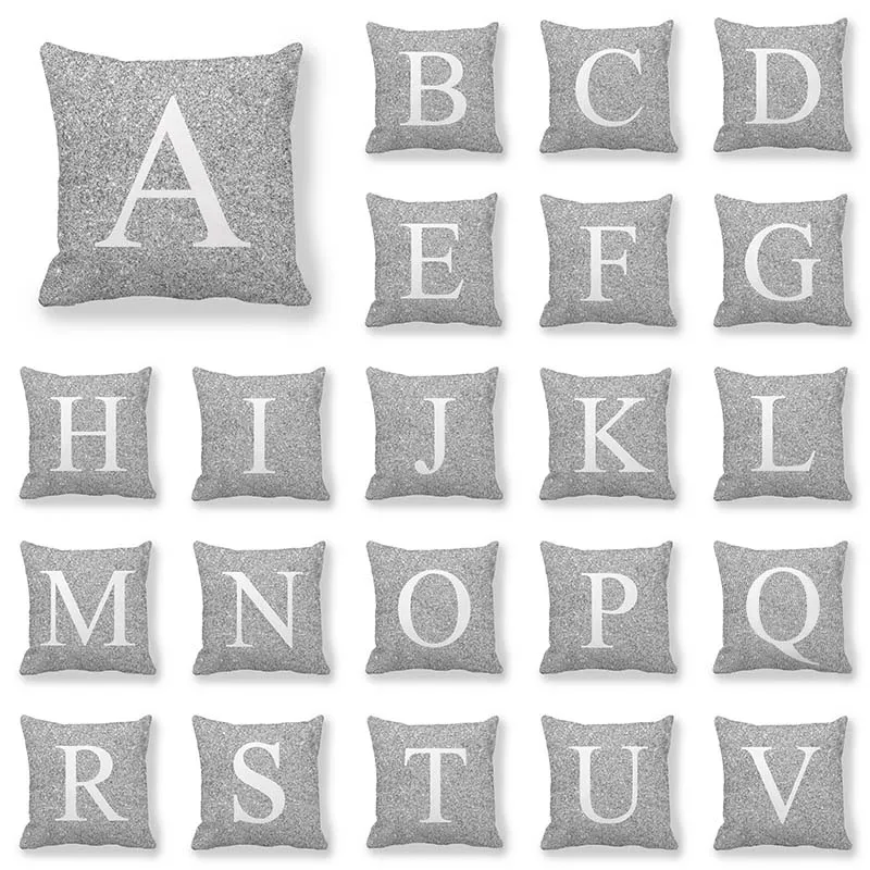 

1Pcs New Cushion Cover With 26 Letters Printing Polyester Throw Pillowcase Home Supplies Decorations Pillow Cover 45*45cm