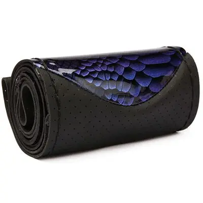 Blue DIY чехол рулевого колеса автомобиля ручной работы с иглами нить микрофибра кожа диаметр 38 см рулевое покрытие автомобильные аксессуары - Название цвета: Blue