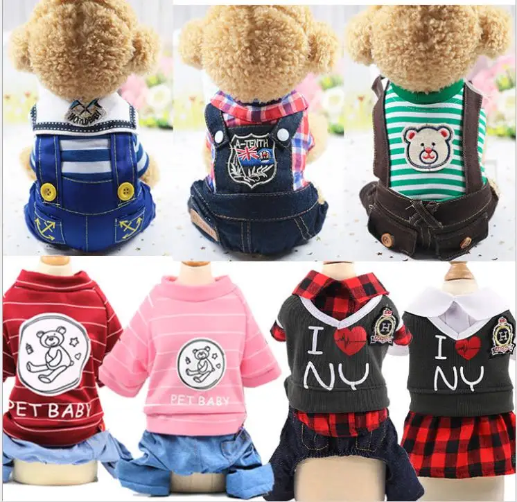 Одежда для собак хлопковая одежда четверночных с пуговицами морская ветер