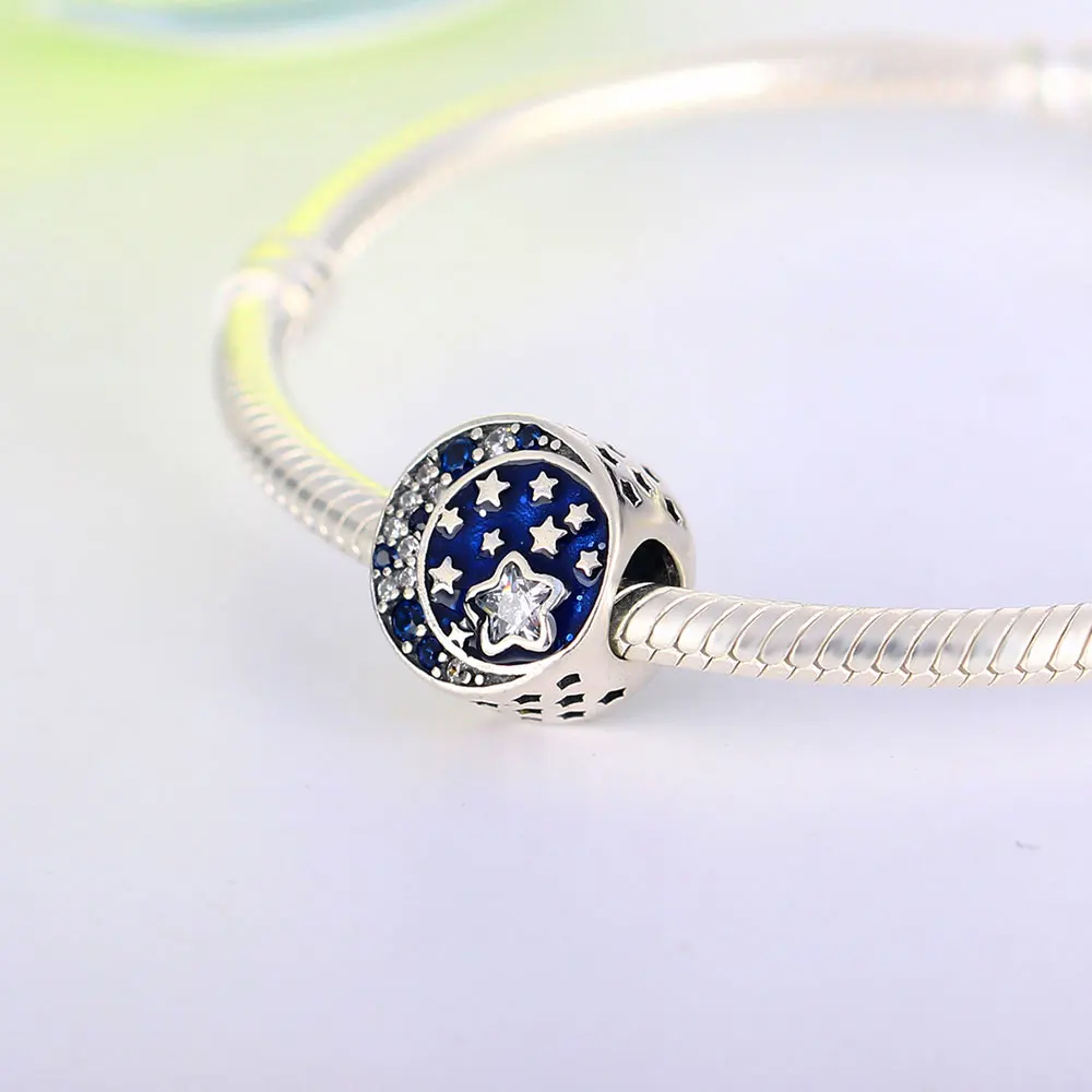 Цена оптовой продажи 925 стерлингового серебра и голубые эмалированные подвески в