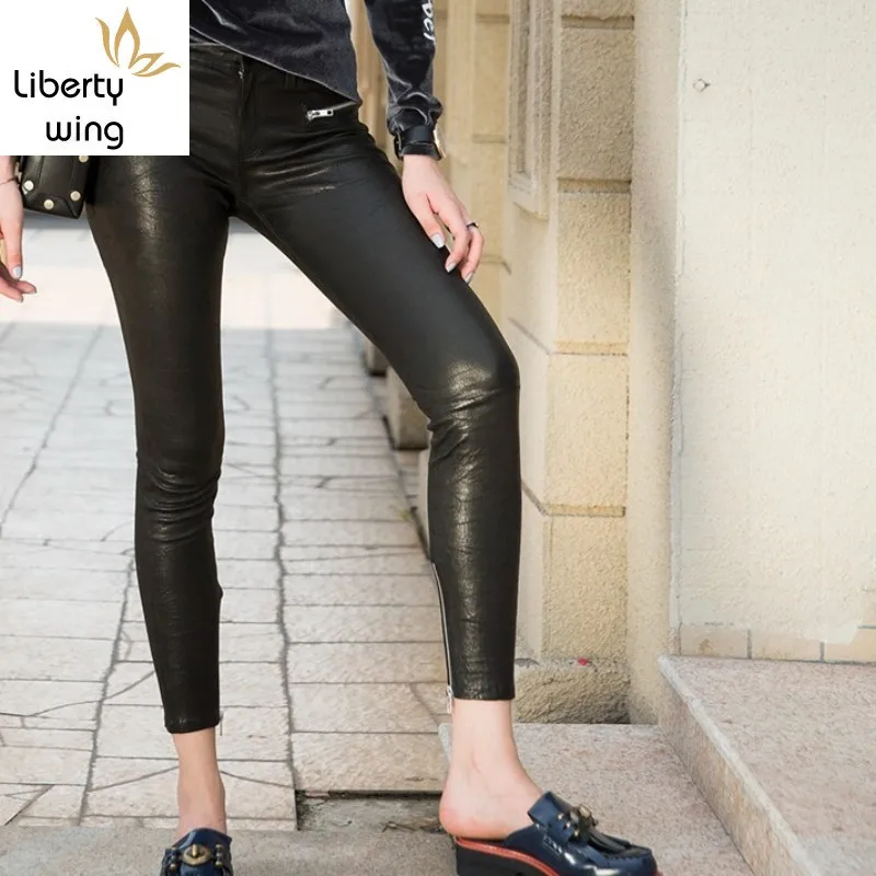 Женские обтягивающие леггинсы из 100% натуральной овечьей кожи высшего качества