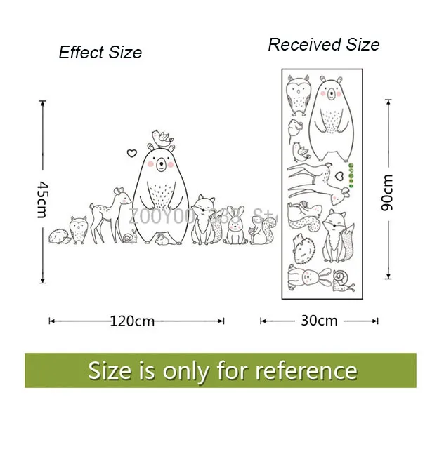 

Nordic Cartoon Animal Wall Stickers for Kids Room Decor Bear Fox Wolf Baby Children Decal Mural Bedroom Bedside Wall Decoration
