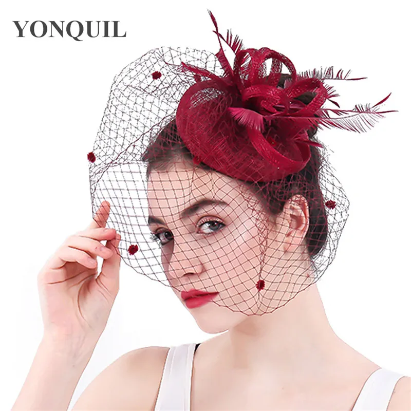 Женское официальное платье сетчатая шляпа коричневого цвета элегантная