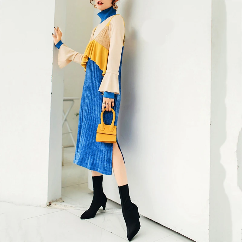 RealShe женское платье макси комплект из 2 предметов высокая горловина полный рукав