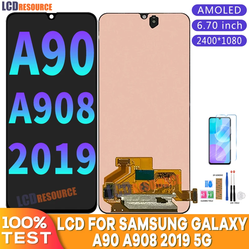 Pantalla LCD de 6,7 pulgadas para SAMSUNG Galaxy A90, repuesto de montaje de digitalizador con pantalla t&aacute;ctil, 5G, A908, A908N-0