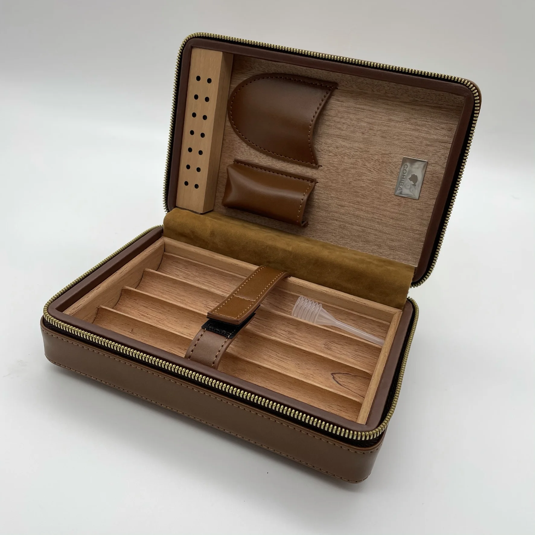 COHIBA кедрового дерева коричневый хьюмидор путешествия Портативный кожаный