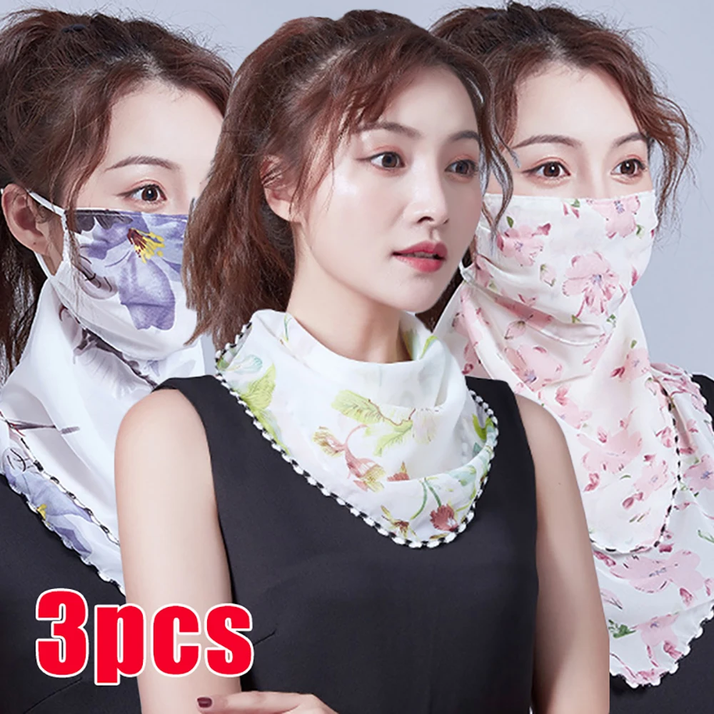 

1/3PCS Outdoor Cycling Chiffon Scarf Shawl Veil Face Neck Cover Sun Protection Fashion Anti-UV Ear Veil Windproof And Dust-proof
