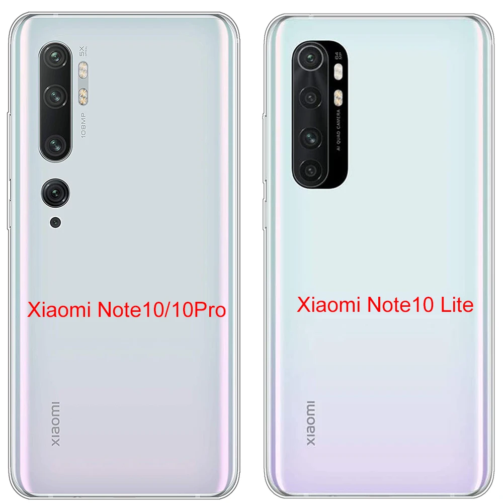 

for Xiaomi Note 10Pro Silicon Case for Note10 Lite Transparent Tpu Shell Cover 6.47 Inch Coque Bumper Shockproof Full protection