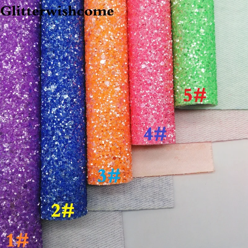 Винил Glitterwishcome размера A4 21 х29 см для бантов Хрустальная крупная блестящая кожаная