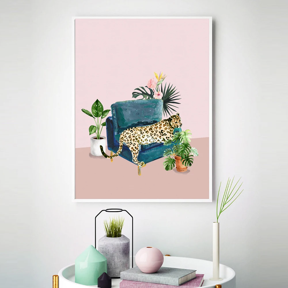 Домашний декор Картина на холсте живопись джунгли тигр гепард настенное