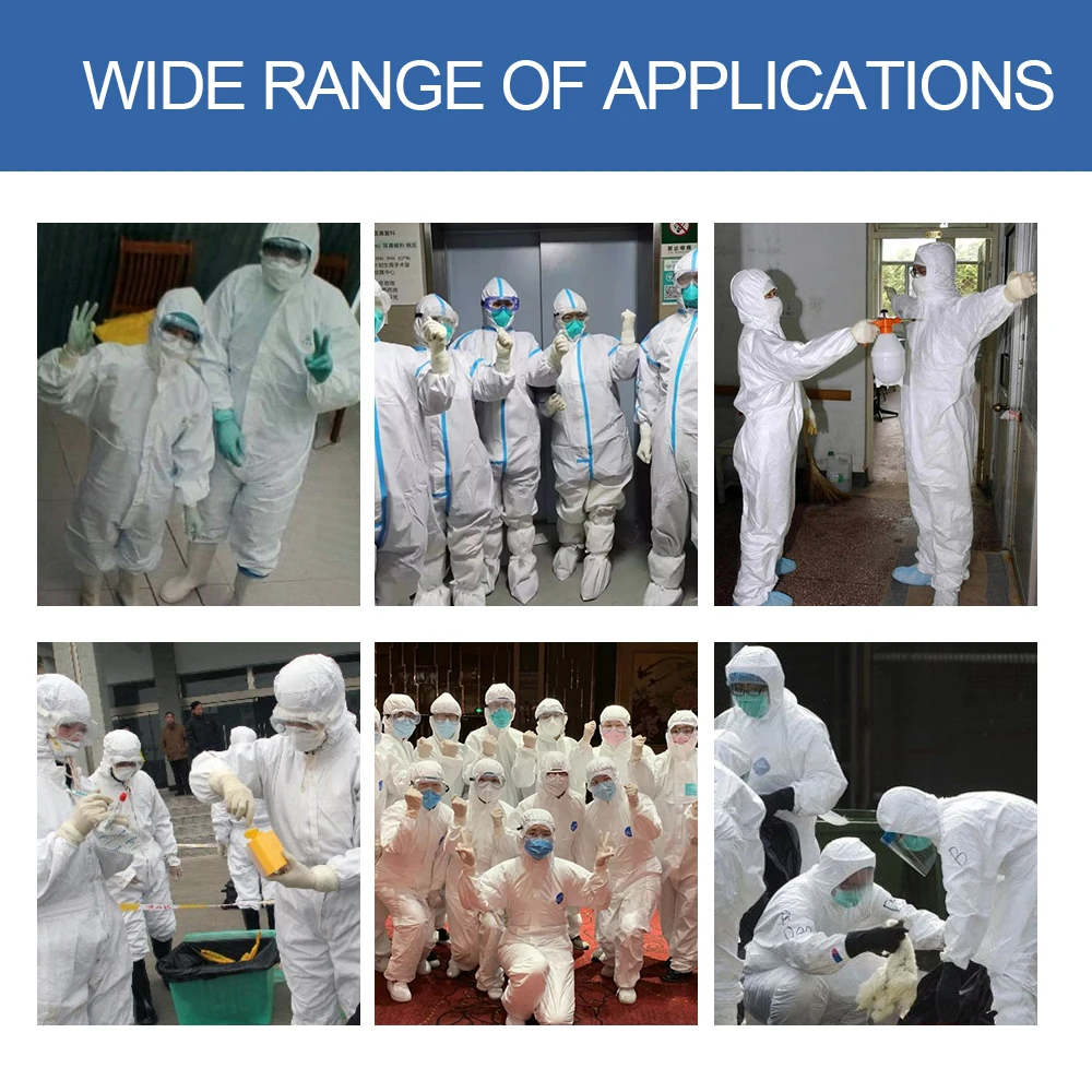 

Breathable Disposable Coveralls Isolation Suit Safety Protective Clothing Hooded Suit Dust-proof Coveralls Antistatic