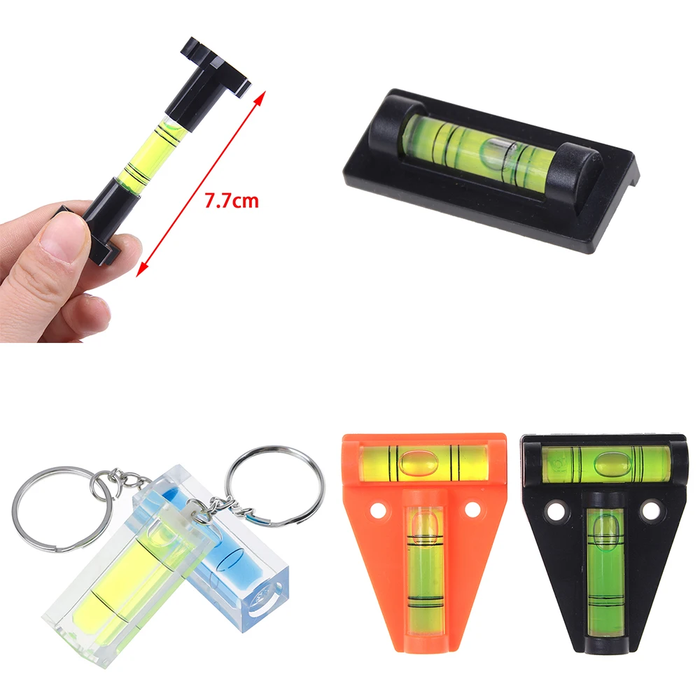 

1/2pcs T-type Round Mini Spirit Level Measurement Instrument Square Spirit Level Bubble 9 Styles With Keychain