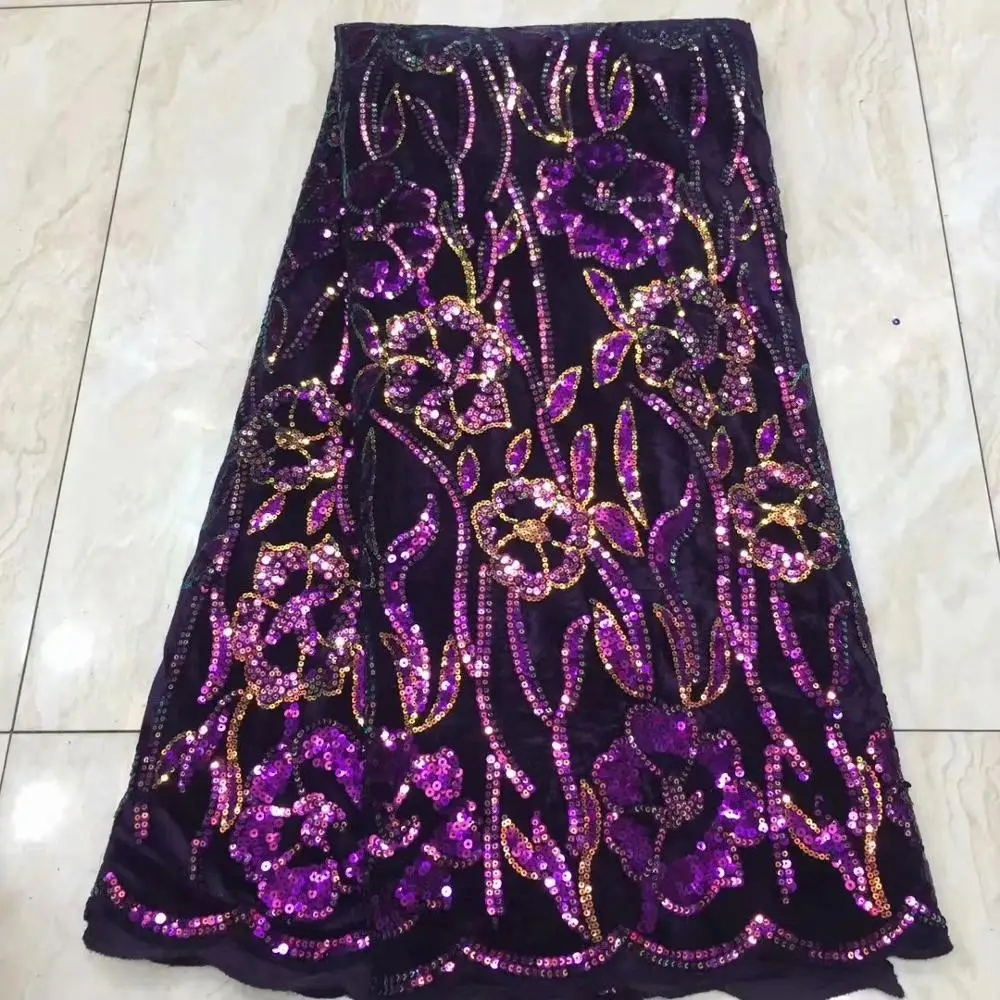 Французская кружевная ткань с пайетками бархатная высокого качества 5 ярдов